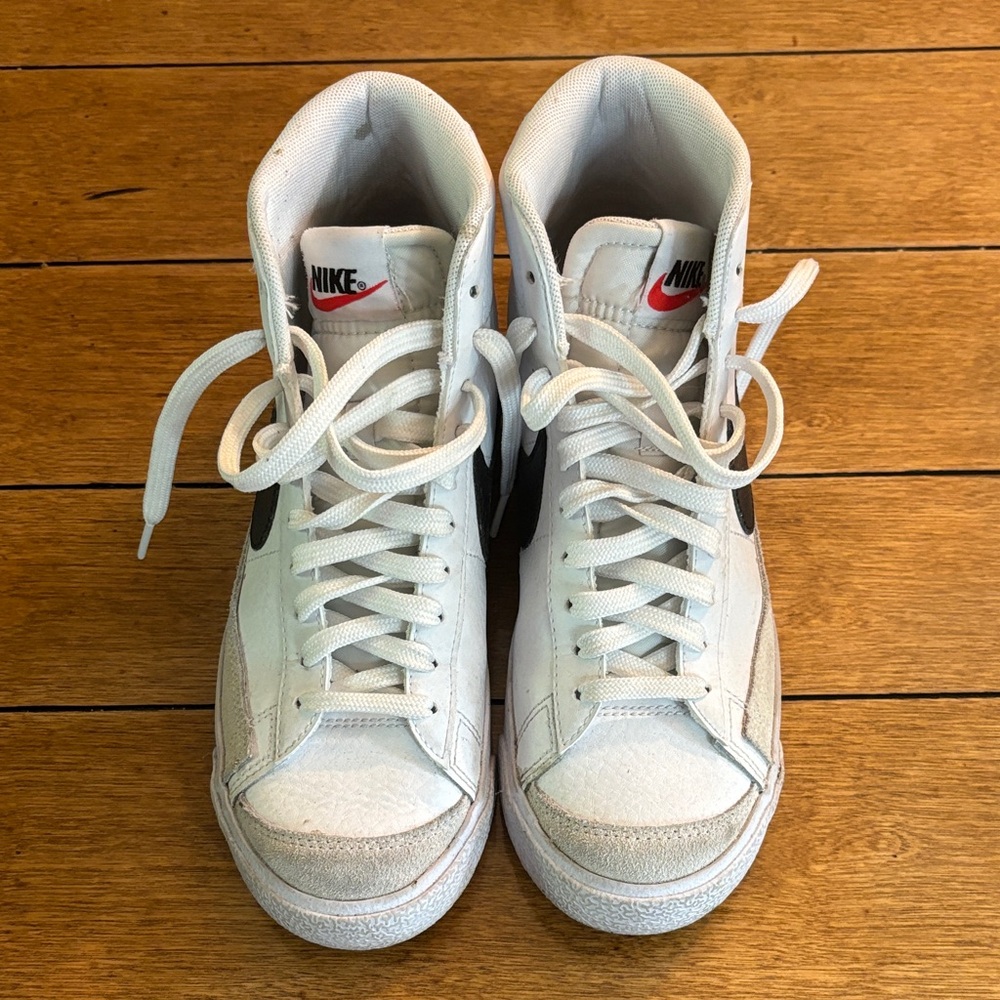 Nike White and Black High-Top Sneakers